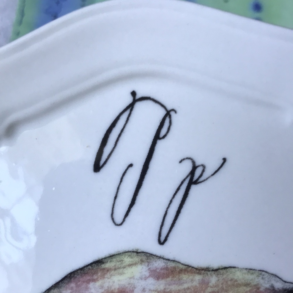 🦪Anthropologie Linea Carta Calligrapher Diva Pyari P Plate Priceless Pearl - Picture 7 of 16